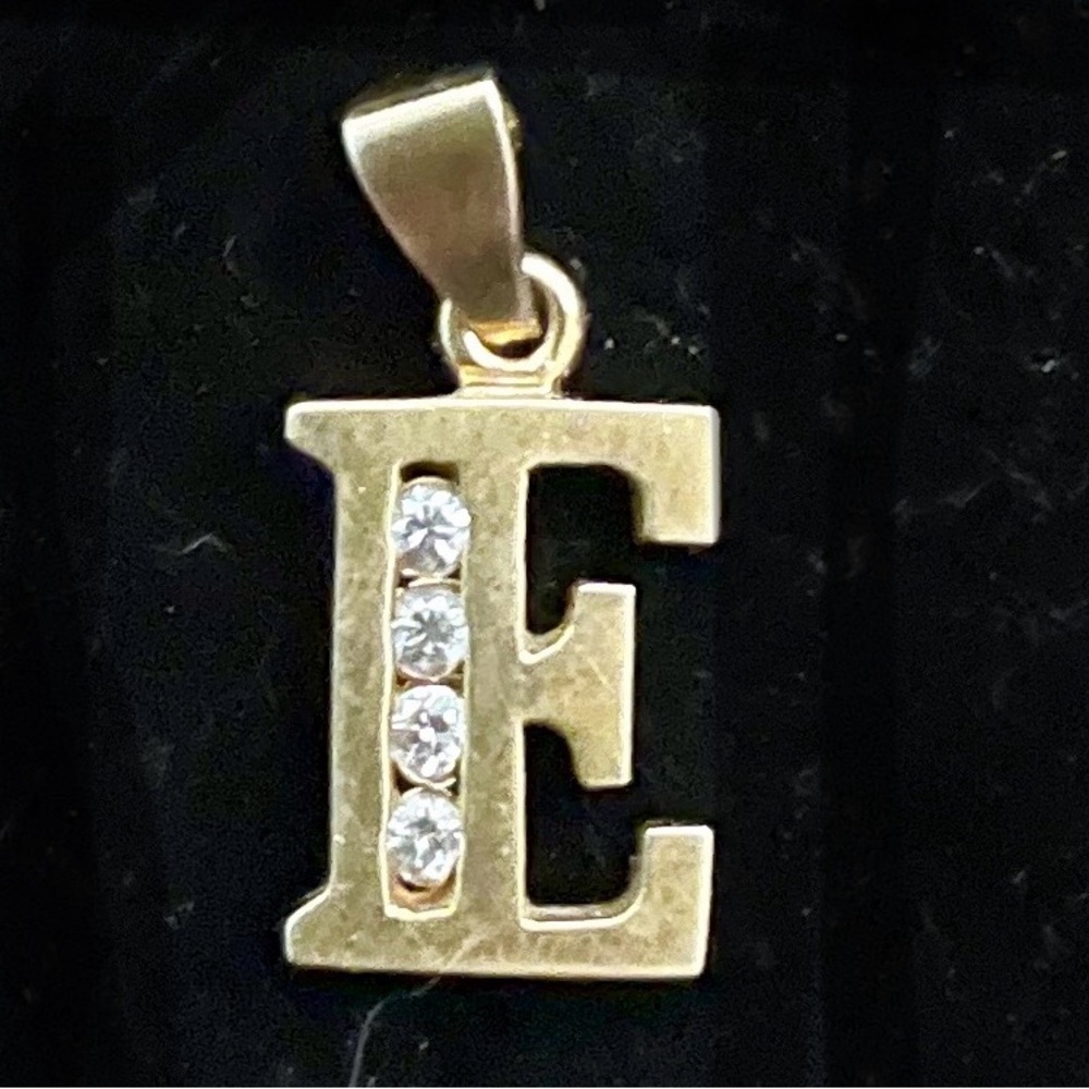 14K Gold and Diamond E Pendant